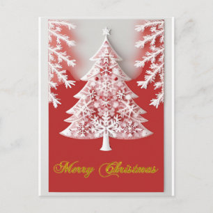 Weiße Weihnachtsbaum-Rote Ornamente Stern Bold Postkarte