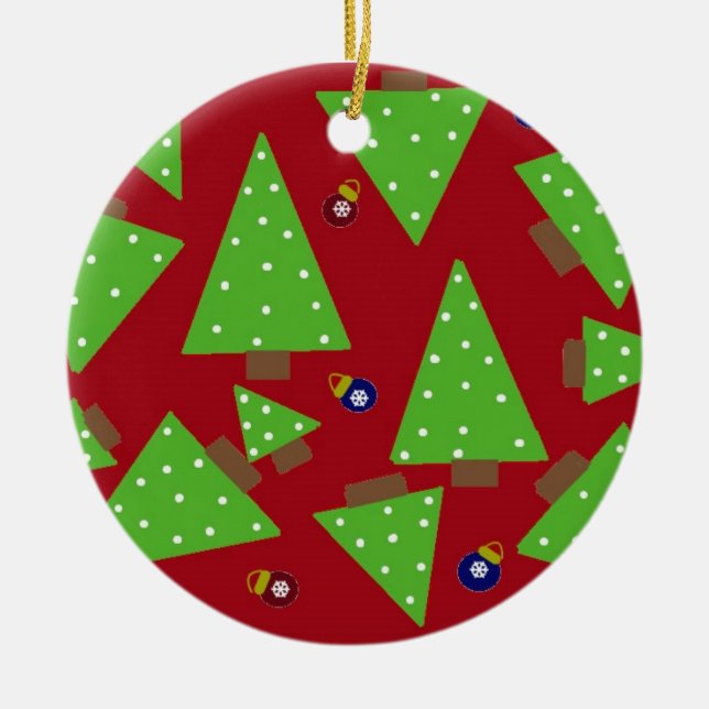 Weiße Weihnachtsbäume und Dekorationen Keramik Ornament (Vorne)