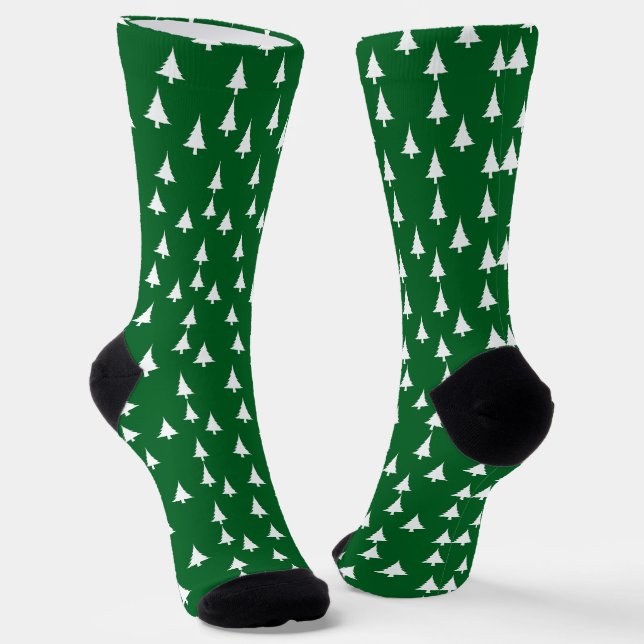 Weiße Weihnachtsbaumen Grünes Geschenk Socken (Gewinkelt)