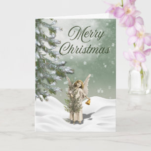 Weiße Weihnachtsengel im Schnee Grußkarte Karte