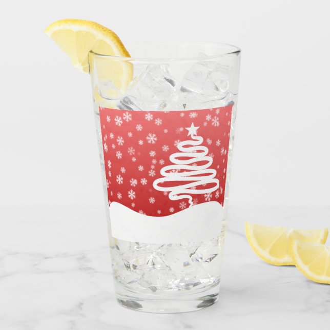 weiße Weihnachtsfeier Glas (Vorderseite Ice)