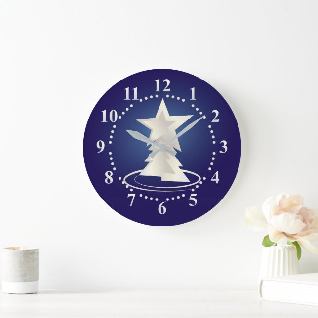 weiße Weihnachtsfeier Große Wanduhr (Zuhause)