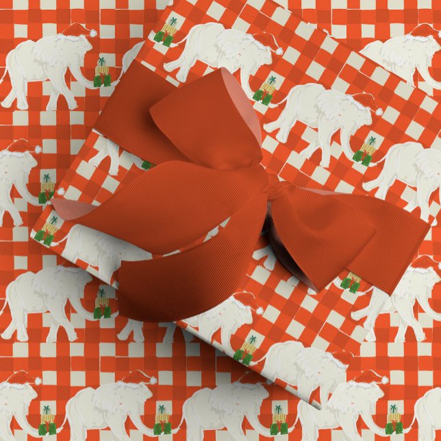 Weiße Weihnachtsfeier mit rotem Karomuster Geschenkpapier (Red Checkered White Elephant Christmas Party Wrapping Paper)