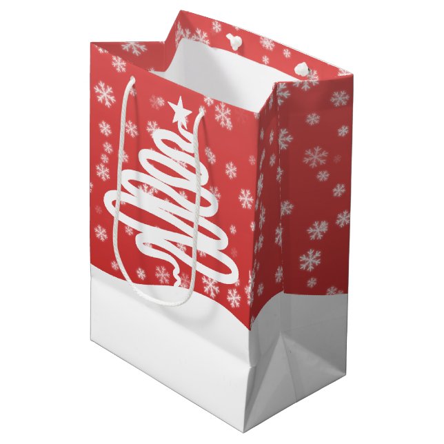weiße Weihnachtsfeier Mittlere Geschenktüte (Vorderseite Schrägansicht)