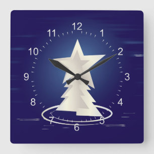 weiße Weihnachtsfeier Quadratische Wanduhr