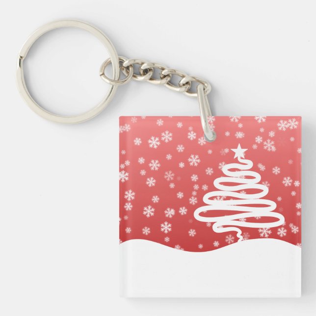 weiße Weihnachtsfeier Schlüsselanhänger (Vorderseite)
