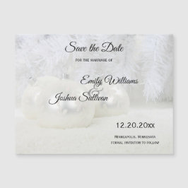 weiße Weihnachtsfeier | Winterhochzeit Save the Da Magnetkarte