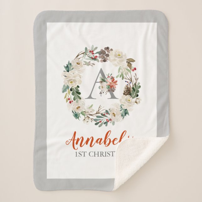 Weiße Weihnachtsfeiertage und Winter-Folienkranz Sherpadecke (Vorderseite)