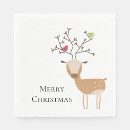 Weiße Weihnachtsferde mit Vögeln Serviette