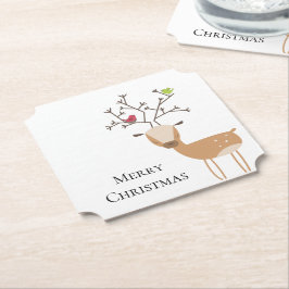 Weiße Weihnachtsferde mit Vögeln Untersetzer