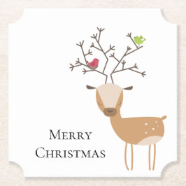 Weiße Weihnachtsferde mit Vögeln Untersetzer