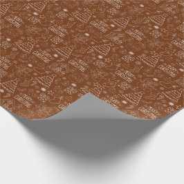 Weiße Weihnachtsferien-Konturen auf Dunkelbraun Geschenkpapier