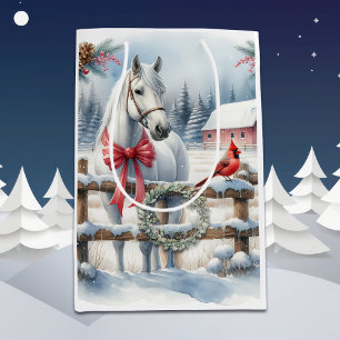 Weiße Weihnachtsferien und Kardinal Mittlere Geschenktüte