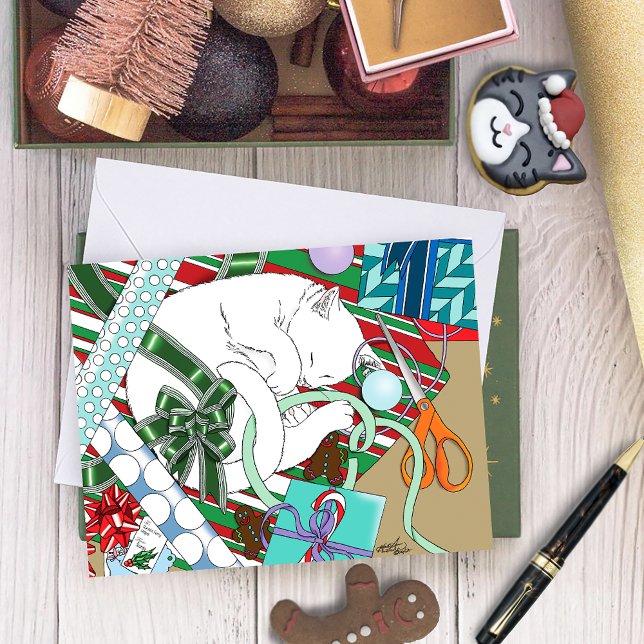 weiße Weihnachtskatze Karte (Von Creator hochgeladen)