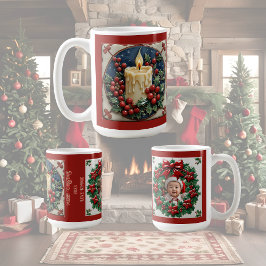 Weiße Weihnachtskerze individuell einstellbar Kaffeetasse