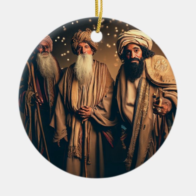 Weiße Weihnachtsmänner Keramik Ornament (Vorne)
