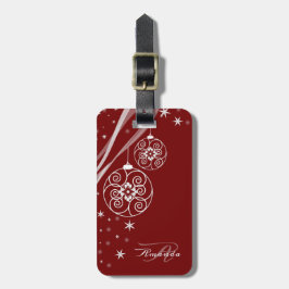 Weiße Weihnachtsmonogramm-Ornamente Rot Elegant Gepäckanhänger