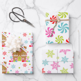 Weiße Weihnachtsmuster Geschenkpapier Set