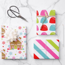 Weiße Weihnachtsmuster Geschenkpapier Set
