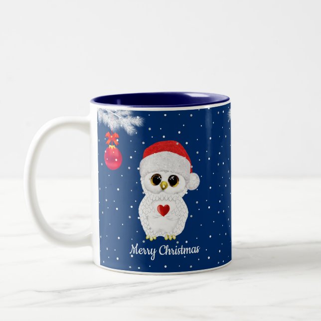 Weiße Weihnachtsschale in Blau Zweifarbige Tasse (Links)