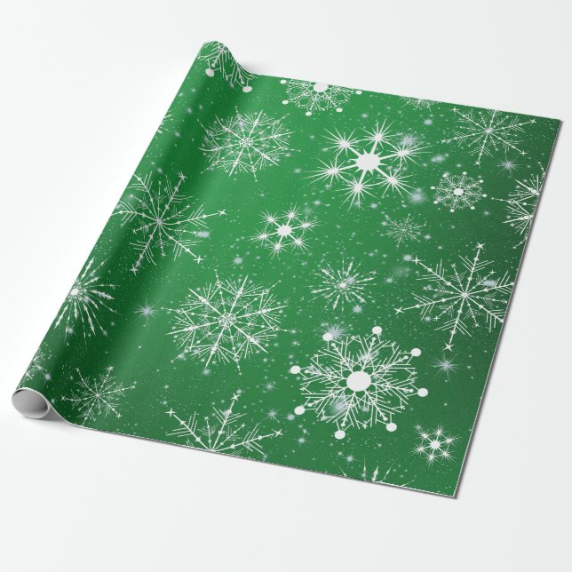 Weiße Weihnachtsschneeflocken Geschenkpapier (Ungerollt)