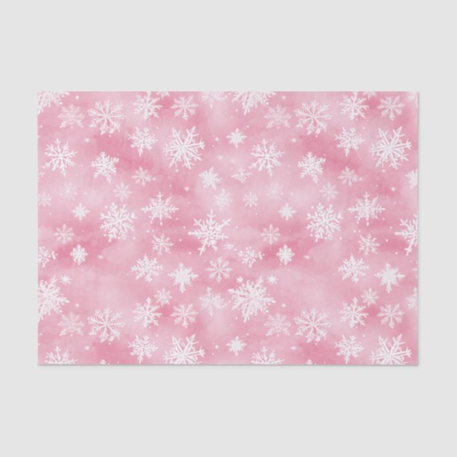 Weiße Weihnachtsschneeflocken Rosa Farbe Seidenpapier (Vorderseite)