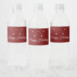 Weiße Weihnachtsstern-Ornamente Rot Elegant Wasserflaschenetikett