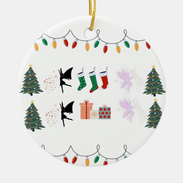 Weiße Weihnachtssterne Keramik Ornament (Vorne)