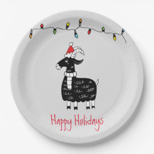 Weiße Weihnachtsziege Pappteller