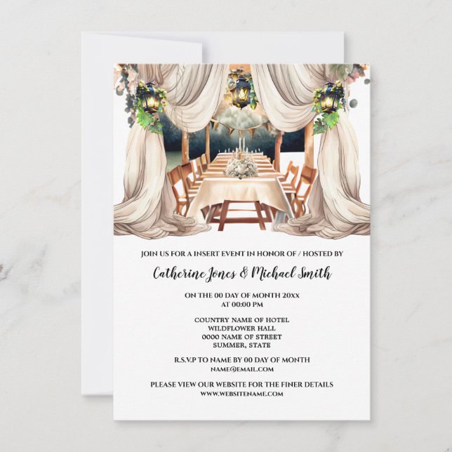 Weiße Weinberge Weinbauernhof Einladung (Vorderseite)