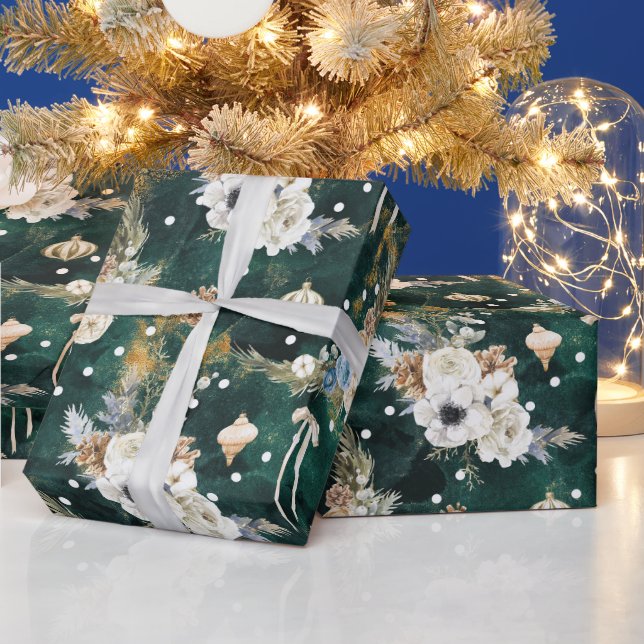 Weiße weiße Blume aus weißem Weihnachtspapier Geschenkpapier (Feiertage)