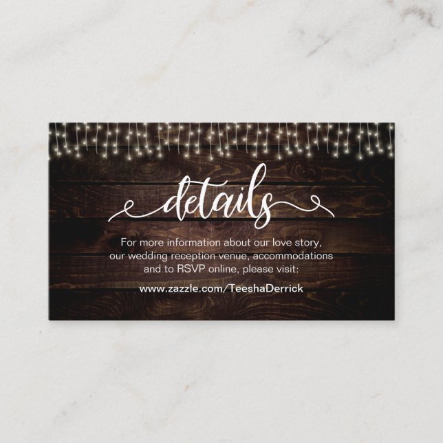 Weiße, weiße, Holz, Angaben zur Hochzeit Begleitkarte (Vorderseite)