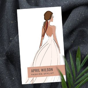 WEISSE, WEISSE, ROSTBREITE BREITE GOWN BRIDAL DRES VISITENKARTE