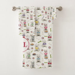 Weiße Westen mit Zubehör Whimsikale Monogramm Badhandtuch Set