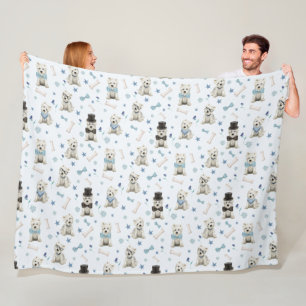Weiße Westie mit Zubehör Whimsical Fleecedecke