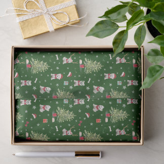 Weiße Westie-Weihnachts-Laune Seidenpapier
