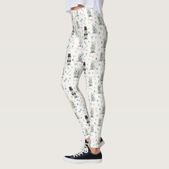 Weiße Westies mit Accessoires Whimsical Leggings (Links)