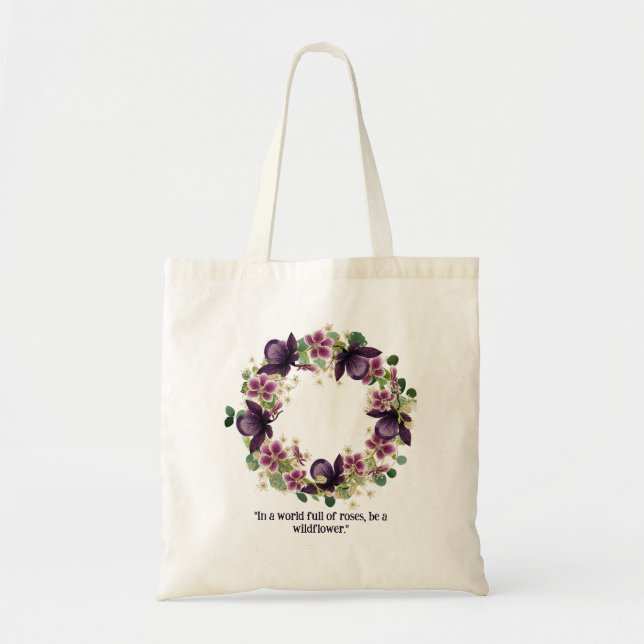 Weiße Wildblume Blumenkranz Tasche (Vorne)