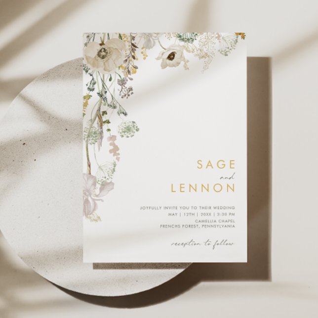 Weiße Wildblume | Einladung zur Hochzeit (Von Creator hochgeladen)