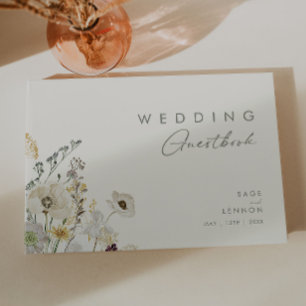 Weiße Wildblume Elfenbeinhochzeit Gästebuch