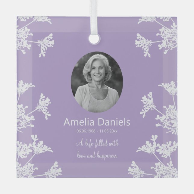 Weiße Wildblume im liebenden Speicher Ornament Aus Glas (Vorderseite)