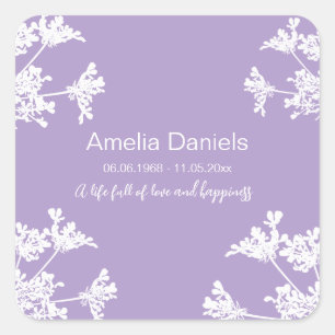 Weiße Wildblume im Speicher Quadratischer Aufkleber