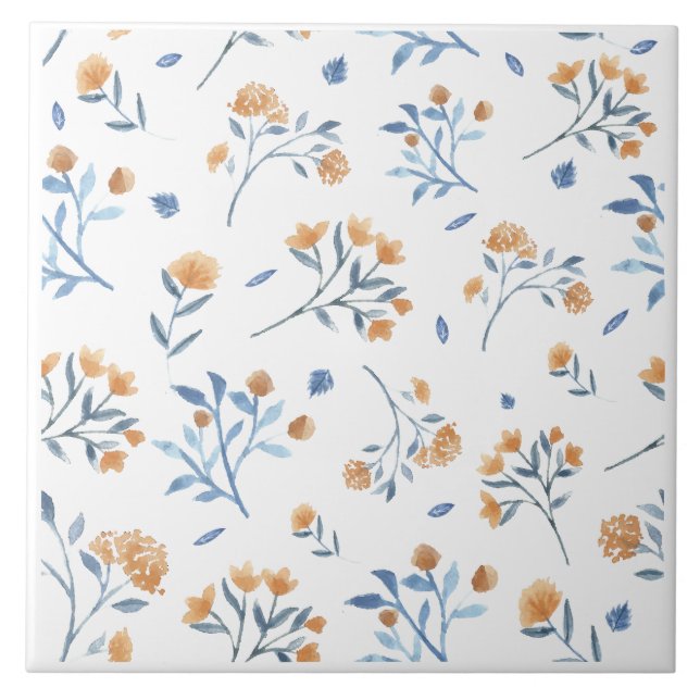 Weiße Wildblume Keramik Tile Fliese (Vorderseite)