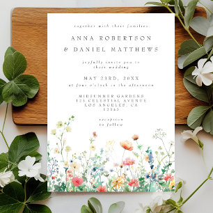 Weiße Wildblume Meadow Wedding Einladung