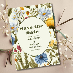 Weiße Wildblume Meadow Wedding Save The Date