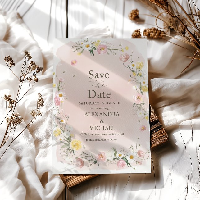 Weiße Wildblume Meadow Wedding Save The Date (Von Creator hochgeladen)