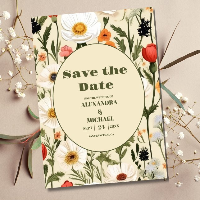 Weiße Wildblume Meadow Wedding Save The Date (Von Creator hochgeladen)