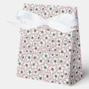 Weiße Wildblumen auf Rosa  Geschenkschachtel