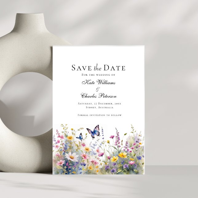 Weiße Wildblumen Weiden Save the Date (Von Creator hochgeladen)