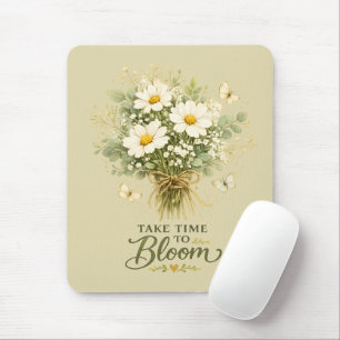 Weiße Wildblumenbouquet Mousepad